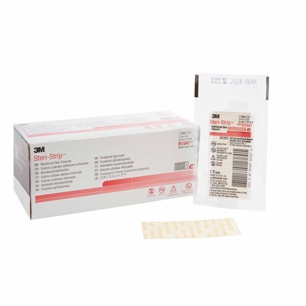 Steri-Strip Skin Closure Strip 1/4 X 3 Inch Nonwoven Material Reinforced Strip White, 3PK R1541 - main